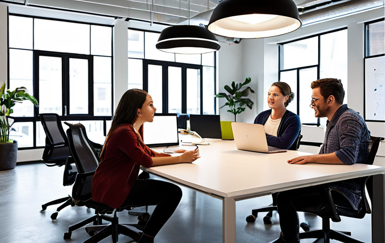 **A diverse team brainstorming ideas for e-commerce sales strategies in a modern, collaborative office space. Focus on teamwork, problem-solving, and the energy of a startup environment. Consider using natural light and incorporating elements that suggest a strong company culture.**