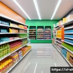 Home 22 쇼핑매니저 실습생 후기 - A modern Vietnamese retail store interior showcasing well-organized product shelves with clear seaso...